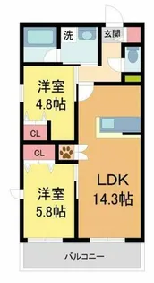 HEBEL MAISON 甲東園【202号室】の間取り