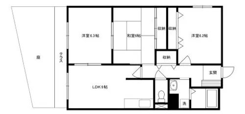 グランドリー高槻【102号室】の間取り