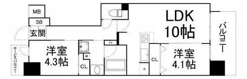 大阪府大阪市北区同心2丁目【マンション】の間取り