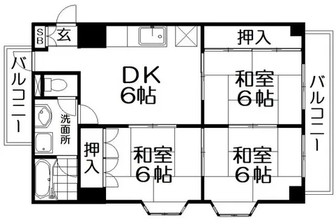 川島第20ビル枚方公園【8階】の間取り