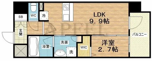 コンフォリア・リヴ南森町Q【9階】の間取り