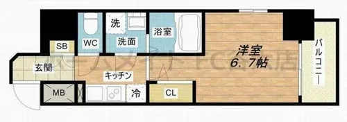 エスリード大阪上本町ブランシュ【7階】の間取り
