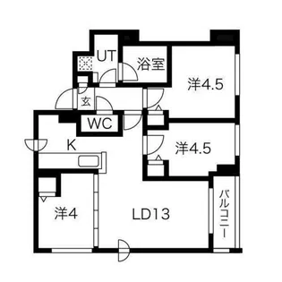 クラッセ札幌シティアクシア・サウステラス【4階】の間取り