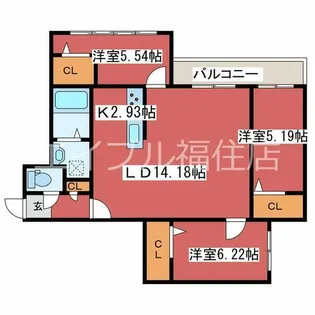ノルデスタパークムーン【5階】の間取り