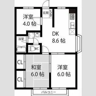 リベラル深阪B【1階】の間取り