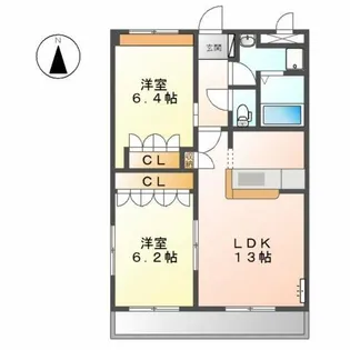 ル’セレスタ【2階】の間取り
