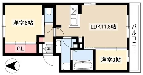 フレシール平安【202号室】の間取り