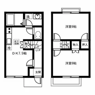 愛知県春日井市勝川町4丁目【テラスハウス】の間取り