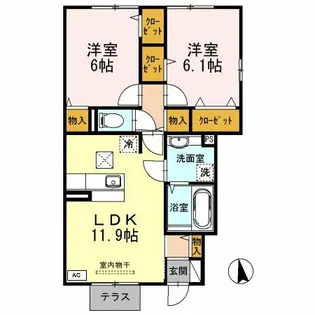 リュミエールm&y A棟【102号室】の間取り