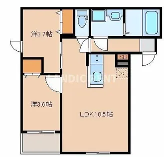 ベルシア箱崎【1階】の間取り