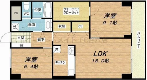 2LDKの間取り画像