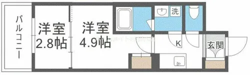 Metrosa谷町六丁目North【3階】の間取り