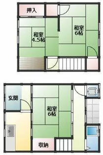 大阪府堺市北区百舌鳥赤畑町4丁【テラスハウス】の間取り