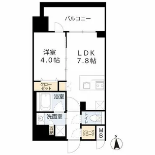 エスライズ難波Ⅲ【6階】の間取り