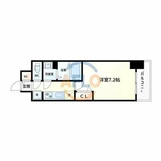 プレサンス大国町ラヴェニール【10階】の間取り