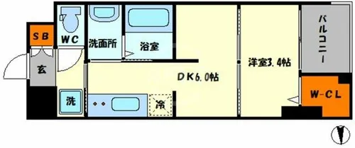 WORVE大阪本町【13階】の間取り