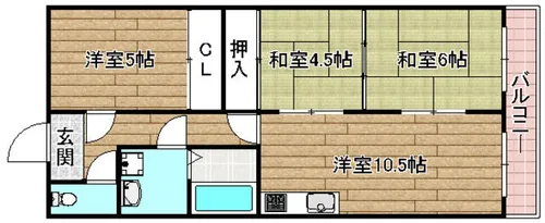 サンヴェール高槻【101号室】の間取り