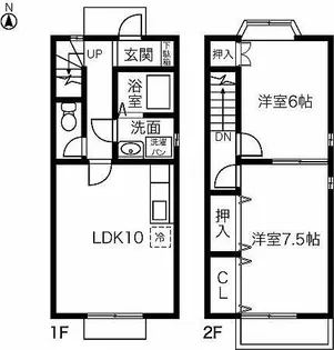 愛知県一宮市西島町3丁目【テラスハウス】の間取り
