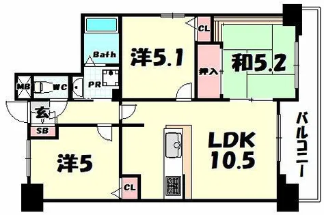ベルレコルテ浜辺【3階】の間取り