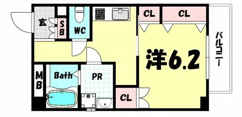 MIRAVAL三宮【6階】の間取り