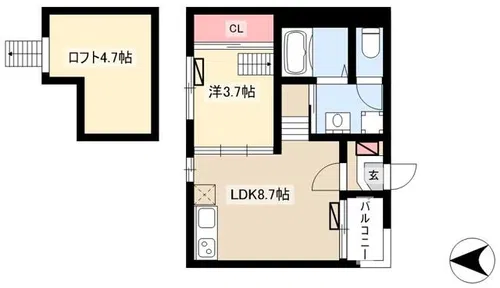 ハーモニーテラス荒子【202号室】の間取り
