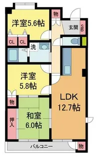 パレ・フルール【6階】の間取り