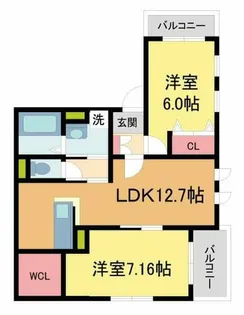 ストラッセ芦屋【201号室】の間取り