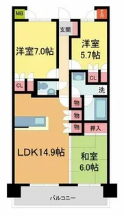 フォルム雲雀丘花屋敷【208号室】の間取り