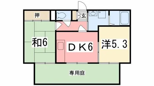 クレール糸井【102号室】の間取り