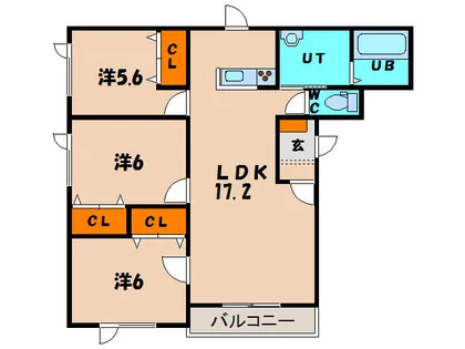 ヌーヴォー美原【104号室】の間取り