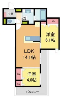 O-crest池田桃園【201号室】の間取り