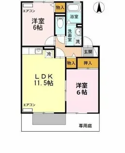 セジュールスール【1階】の間取り