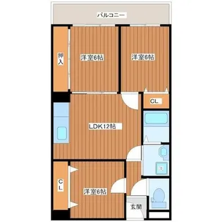 クレアジオーネ岸和田【3階】の間取り