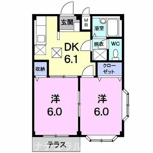 ペアハイツ三鷹A【1階】の間取り