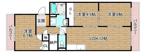サンヴェール高槻4号棟【4階】の間取り