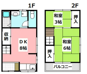 大阪府茨木市五日市2丁目【テラスハウス】の間取り