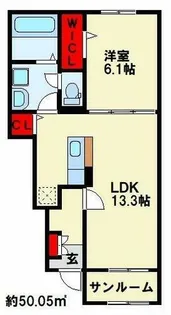 ボヌール金木犀 Ⅲ【105号室】の間取り