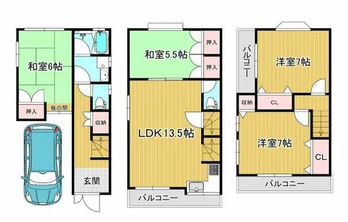 大阪府高石市千代田3丁目【一戸建】の間取り