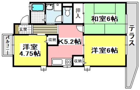 モンテサイドハイツB棟【103号室】の間取り