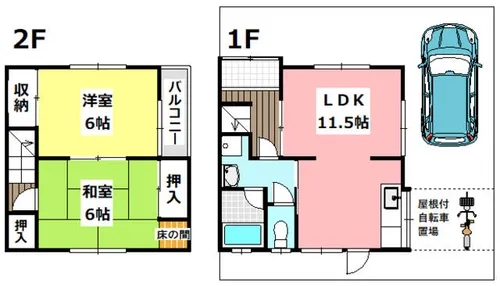 大阪府茨木市五十鈴町【テラスハウス】の間取り