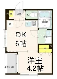 1DKの間取り画像