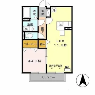 キャメロット飾磨 B【B202号室】の間取り
