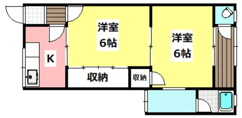 下中条コーポ【2F1号室】の間取り