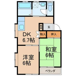 バードヒル東奥Ⅱ【2階】の間取り