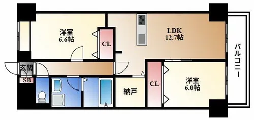 ハピネス車道【7階】の間取り