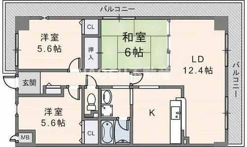 バルカポンテ【301号室】の間取り