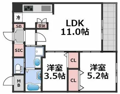 サンブライト今里【5階】の間取り