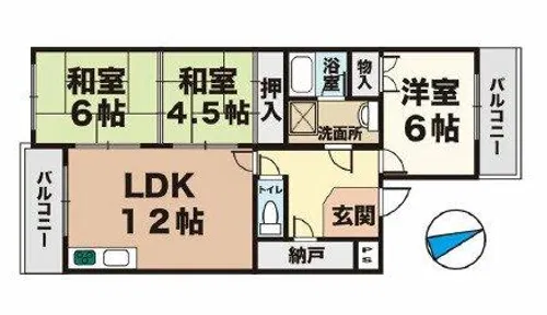 リバーサイド北別府【206号室】の間取り