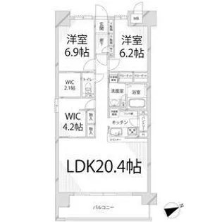 キャッスルコート神田町【8階】の間取り