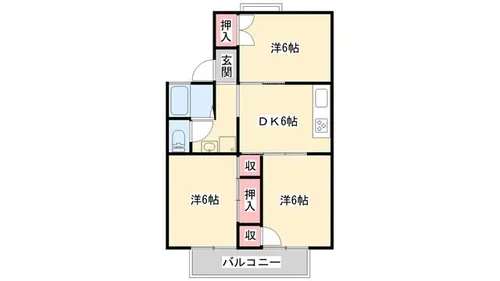 東山ハイツ B棟【B102号室】の間取り